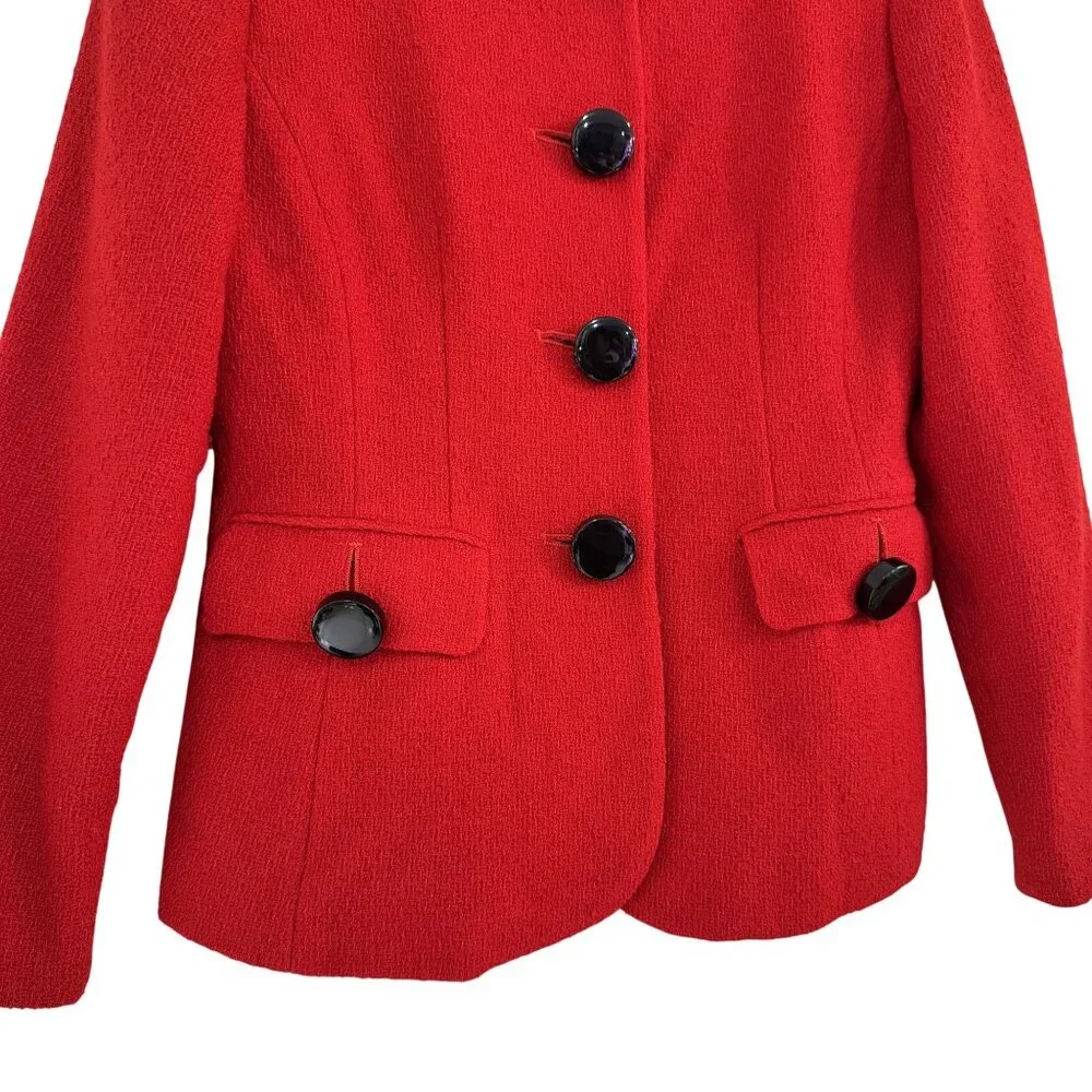 Vintage‎ Christian Dior Womens Red Wool Skirt Suit Set 2P Jacket & Skirt USA